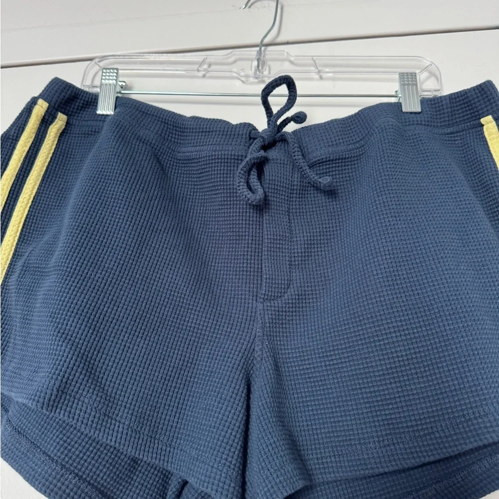 Damson Madder Navy Athletic Shorts with Yellow Stripes - Picture 2 of 6